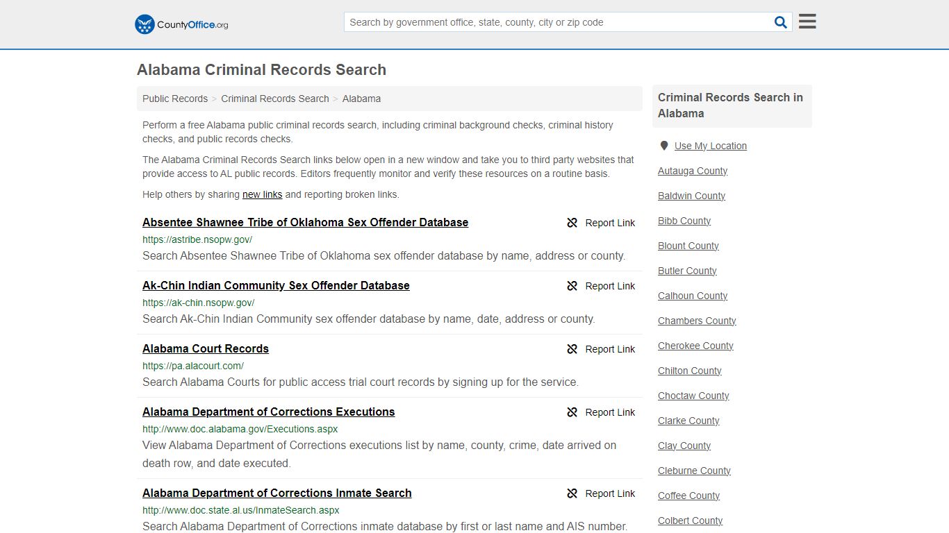 Alabama Criminal Records Search - County Office